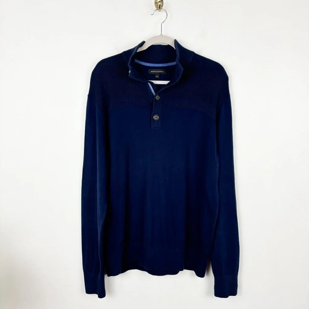 Banana Republic Men's Navy Blue Cotton Pullover Sweater Sz L